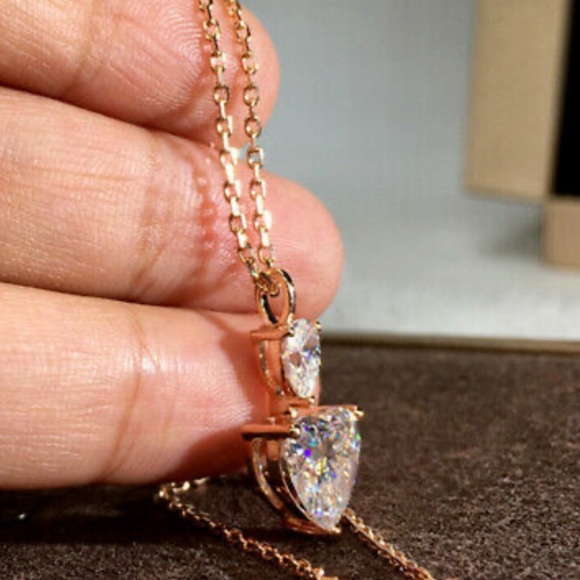 NEW 14k rose gold plated diamond necklace - Picture 4 of 6